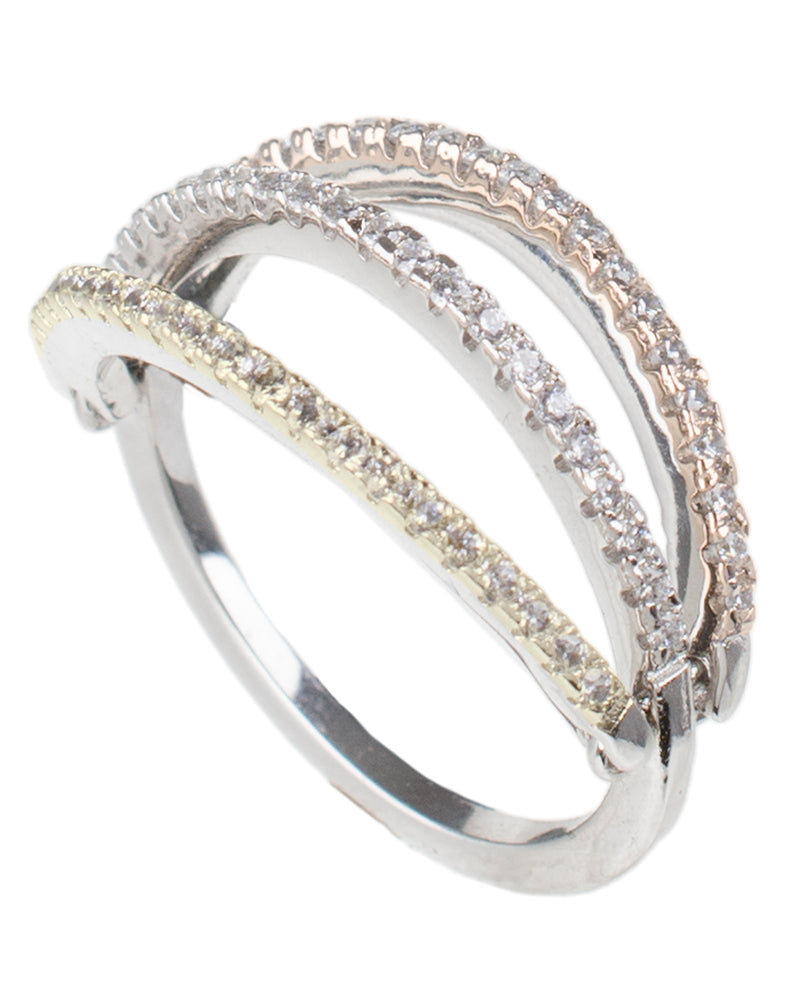 Pave CZ Triple Row Ring