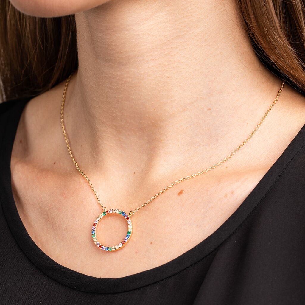 Pave Rainbow Circle Necklace