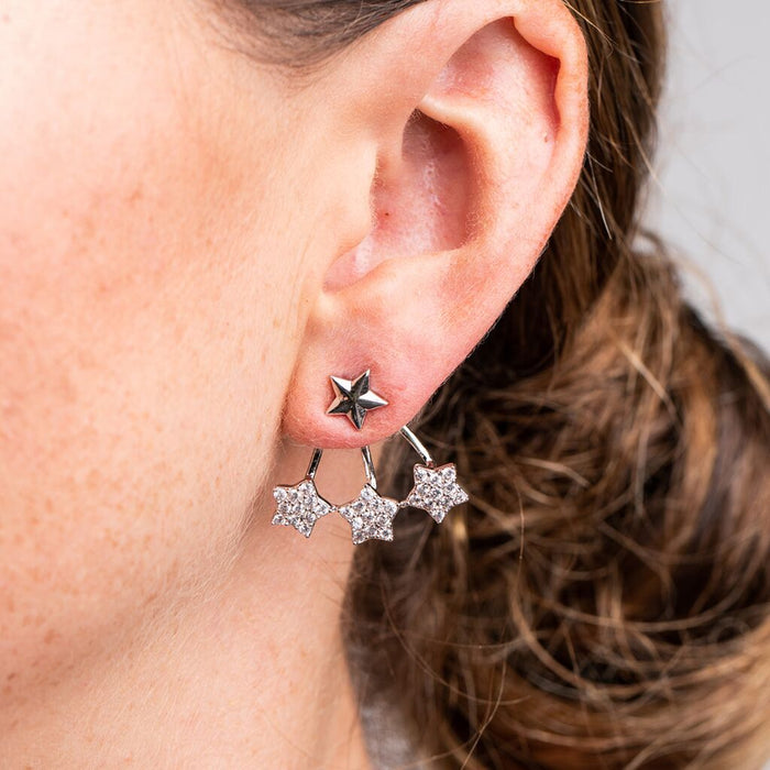 Triple Star Front to Back Earrings