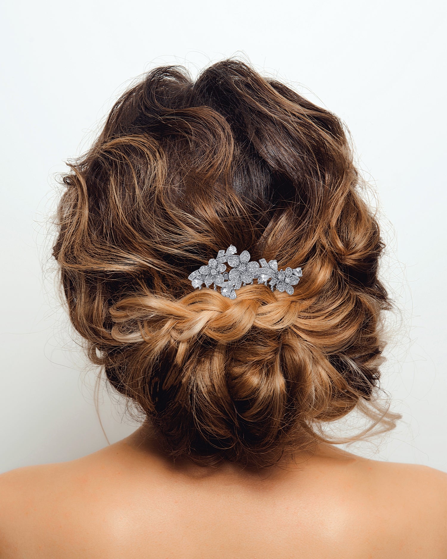 Pave Floral Hair Comb