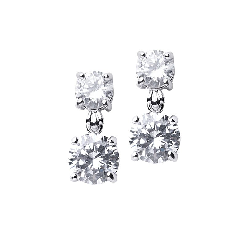 Double Round Pierced Drop Earring
