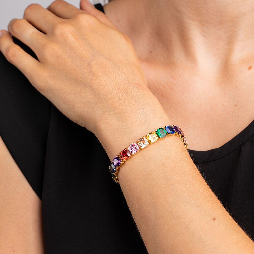 Martha Stewart Weddings - Multi Colored Cushion Cut Tennis Bracelet