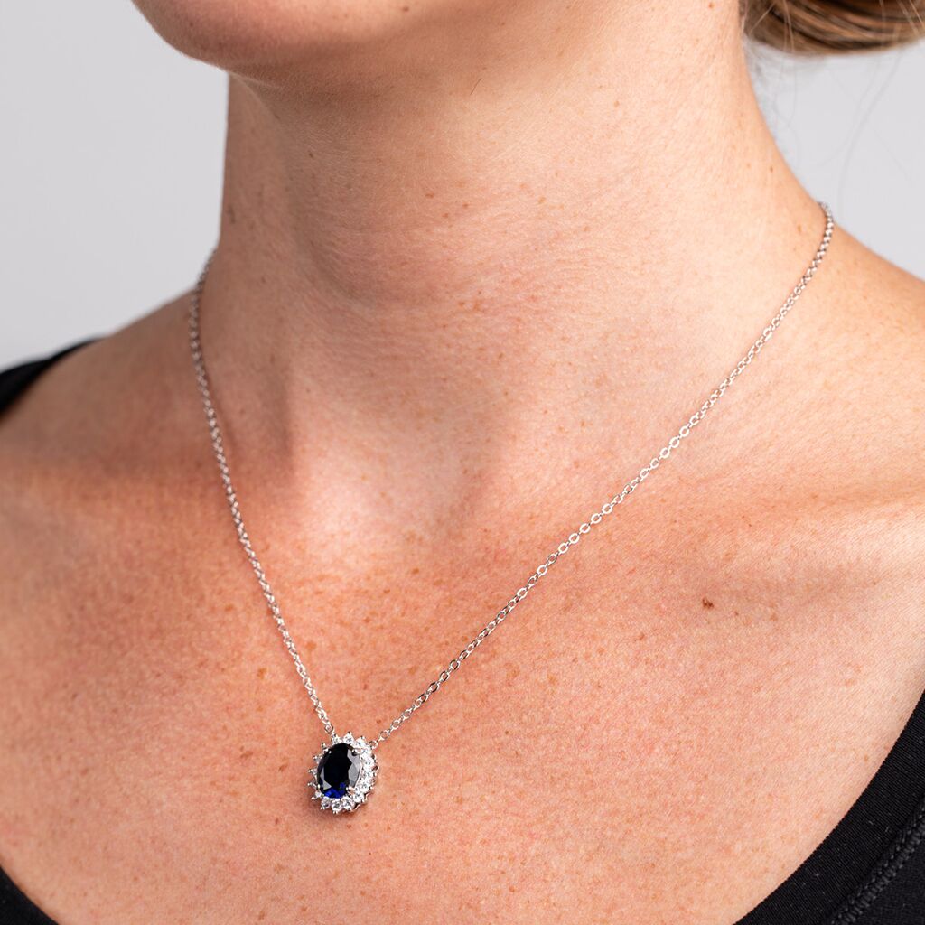 Oval Sapphire Pendant Necklace