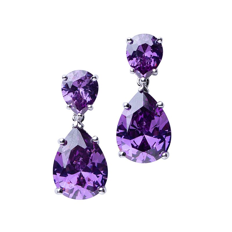 Amethyst Double Pear Drop Earrings