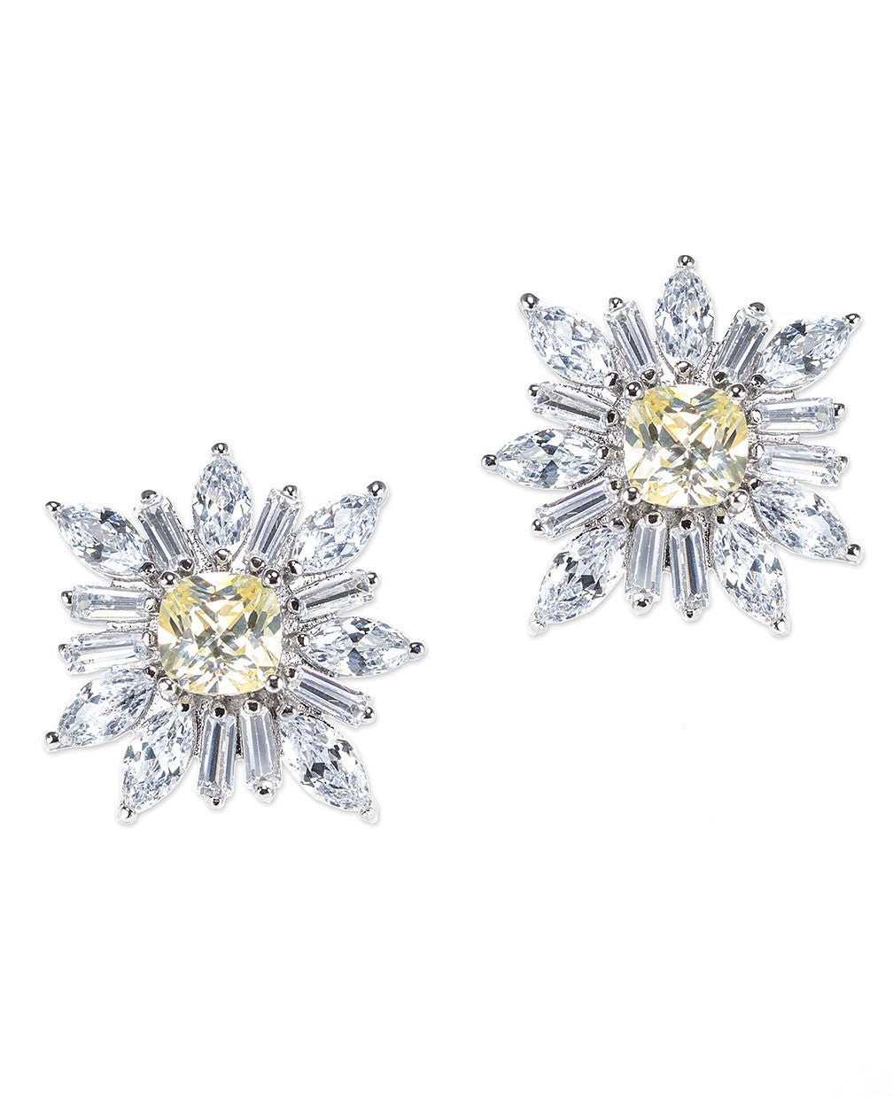 Canary Yellow Cushion Starburst Earring