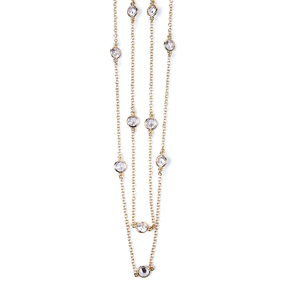 58" Yellow Gold Station Necklace