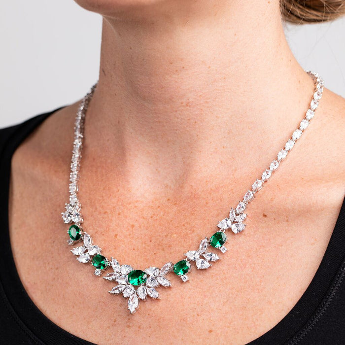 Emerald Multi Shaped Spiked Bib Necklace